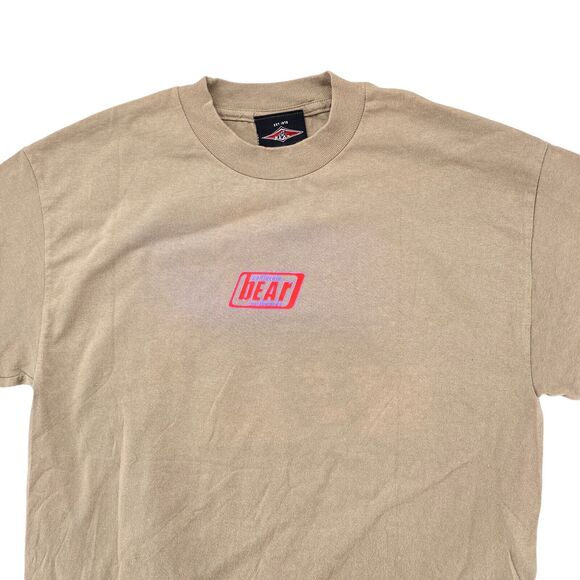 Bear Surf Shirt Mens Large Logo Vintage 1990's Surf  Graphic California Khaki - Picture 4 of 9